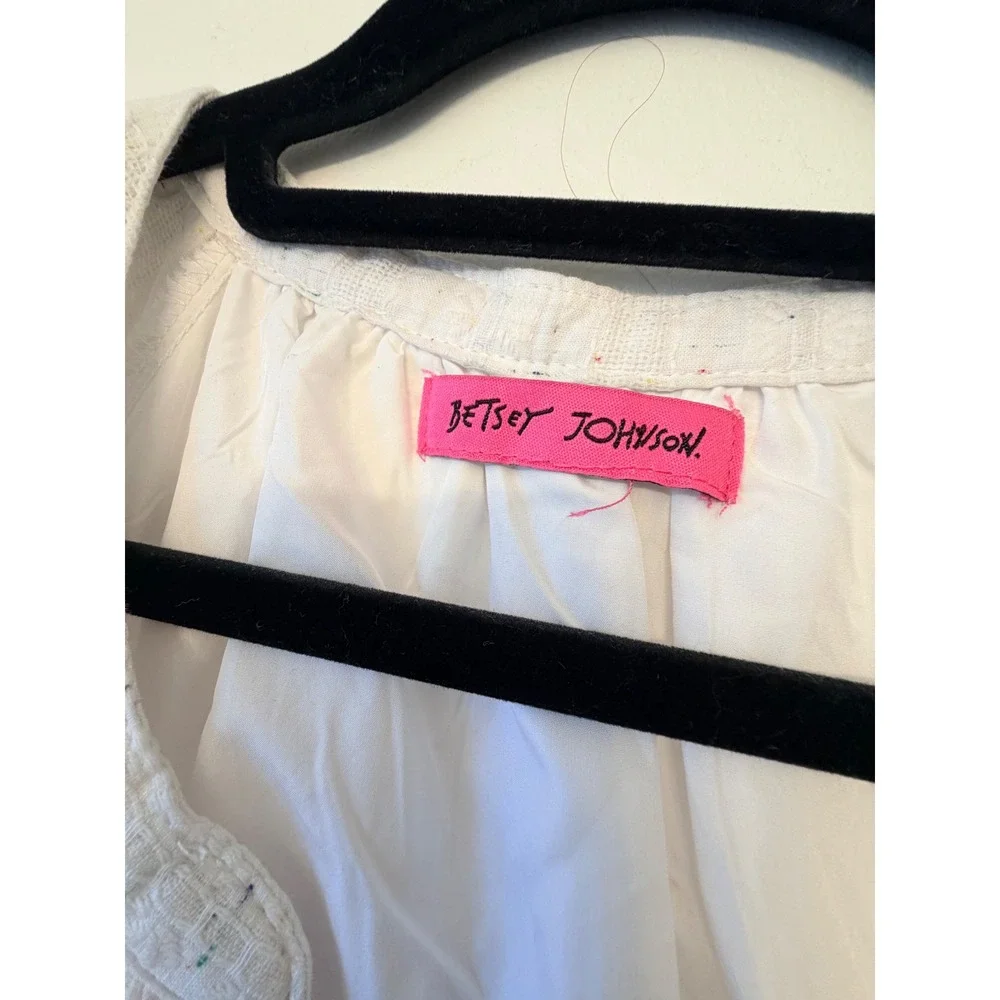 Betsey Johnson Maxi Dress White EUCTiered Puff Sleeve Boho Cottagecore